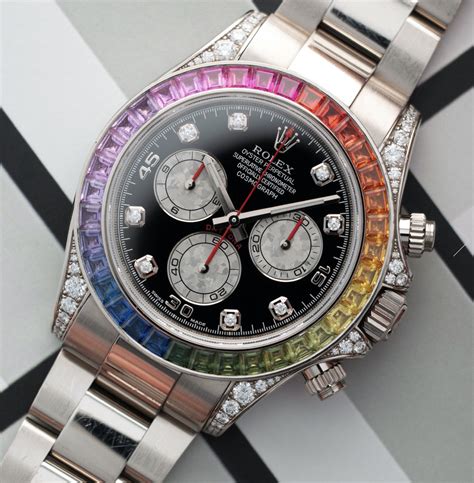 rolex rainbow daytona white gold